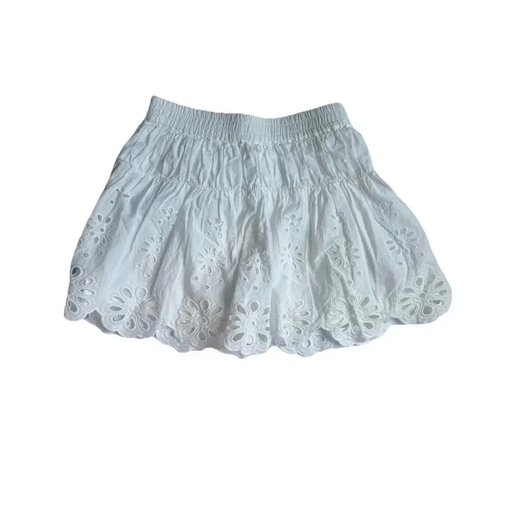 Zara Girls White Eyelet Embroidered Mini Skirt Size 11-12